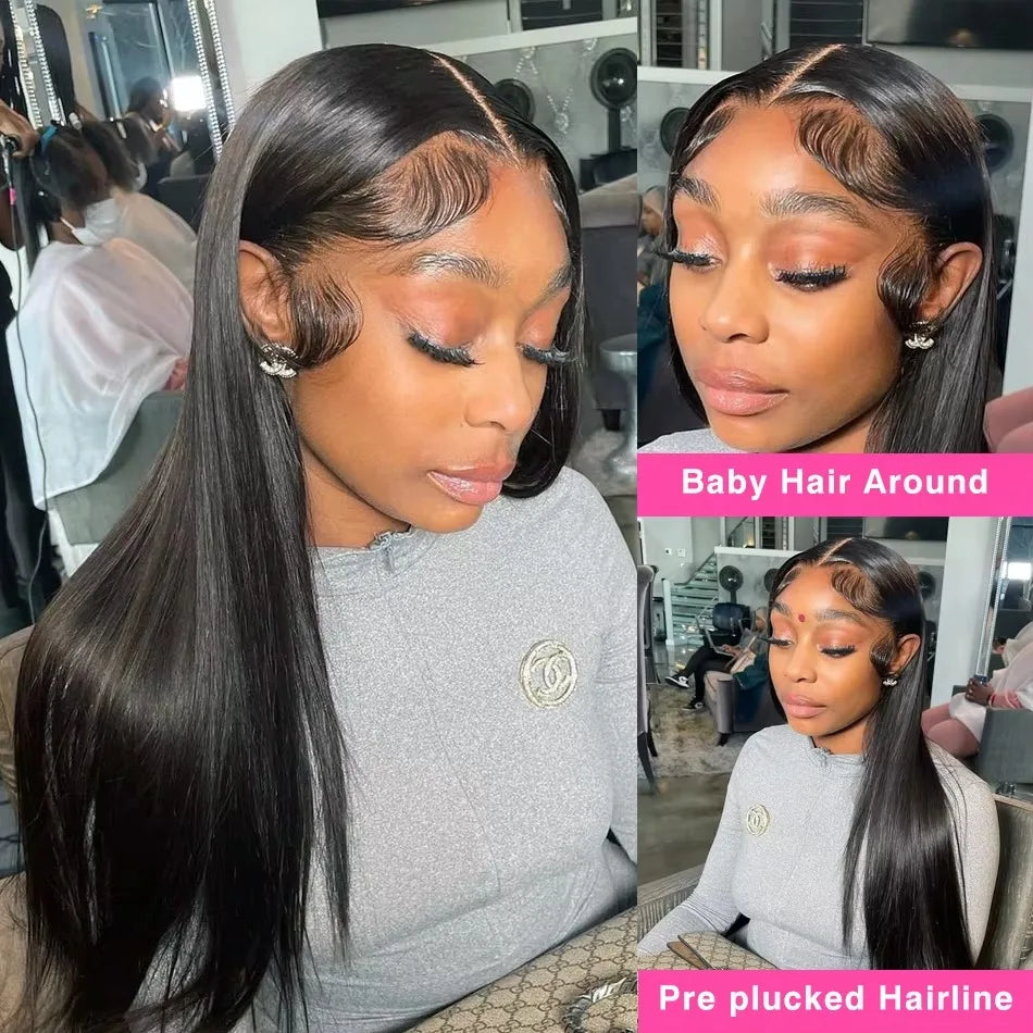 30 40 Inch 13x4 HD Transparent Bone Straight Lace Front Wig 200 Density Brazilian 13x6 Lace Frontal Wigs Human Hair For Women