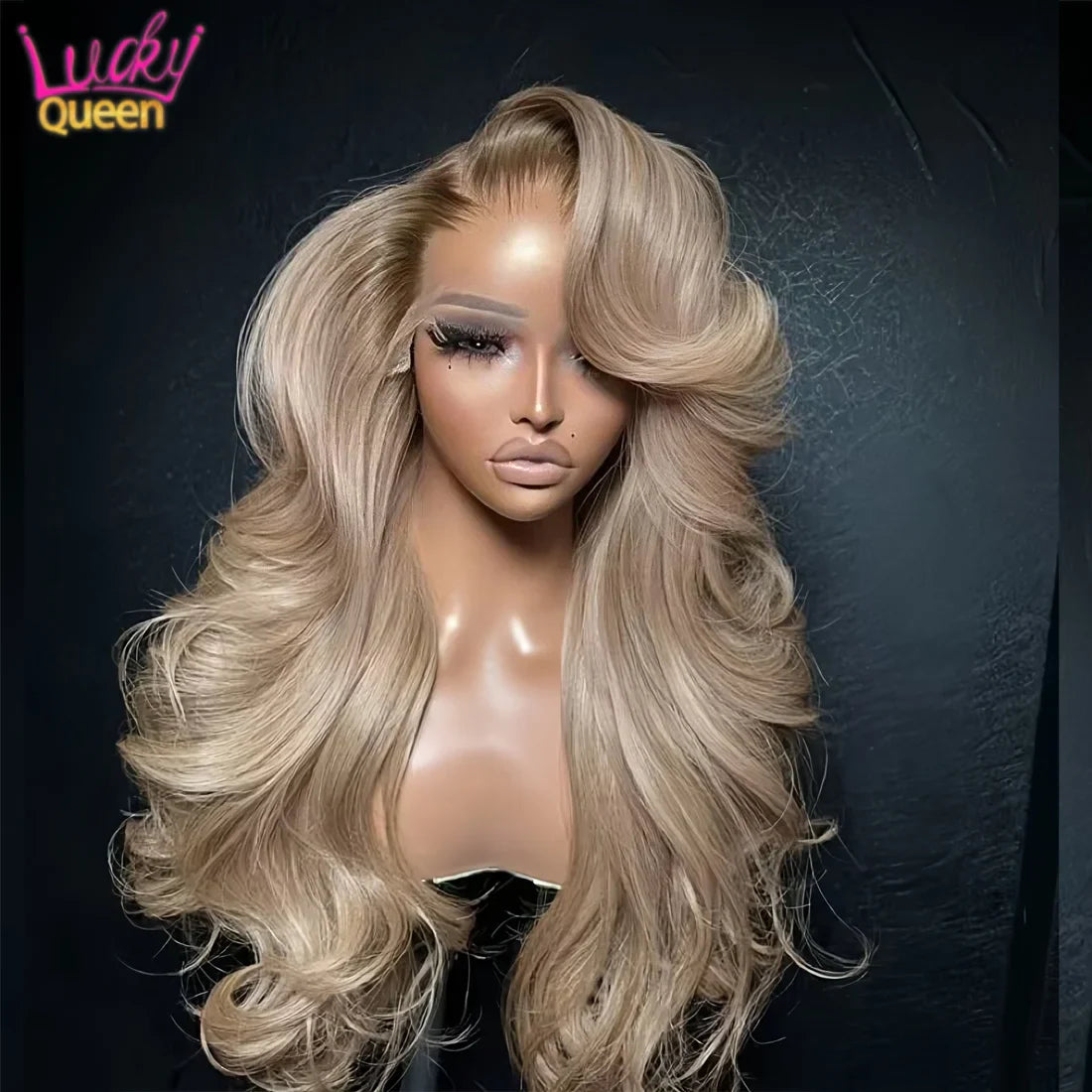 Ombre Blonde 13X4 Transparent Lace Front Human Hair Wig Brown Root Body Wave Ash Blonde 5X5 Closure Wig Pre Plucked